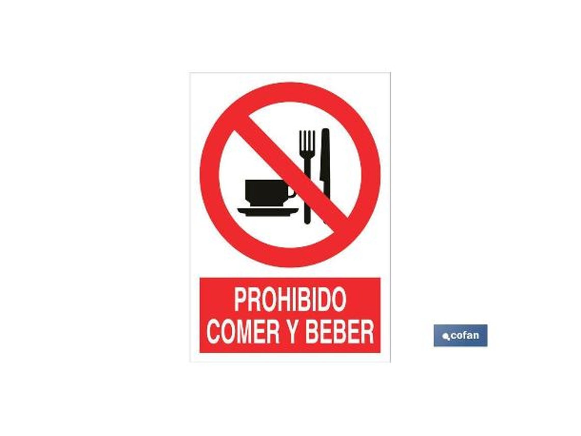 Señal poliestireno 210x148mm. prohibido comer y beber