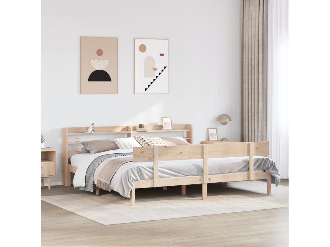Estructura De Cama Sin Colchón Madera Maciza De Pino 180x200 Cm