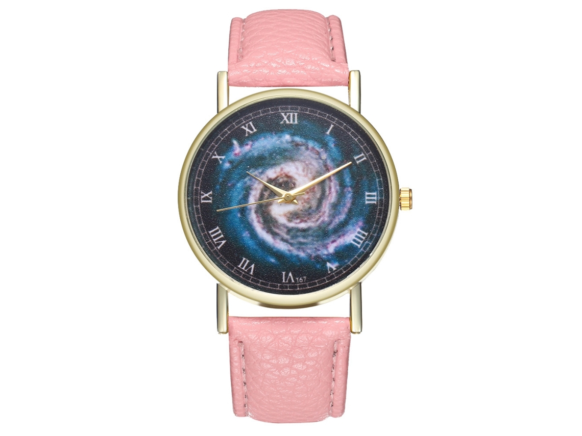 Reloj De Cuarzo Unisex Con Correa De Cuero Pu Fashion Dial Romano Rosa