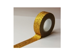 GLOBAL GIFT Cinta adhesiva - Dorada - Brillo - Reposicionable - 15 mm x 10 m