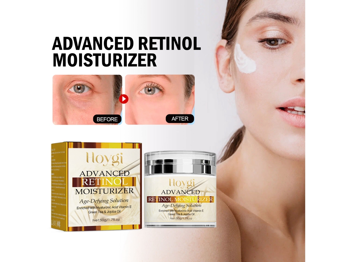 Crema de retinol antiedad, reafirmante e iluminadora. Hidratante con ácido hialurónico y vitamina E.