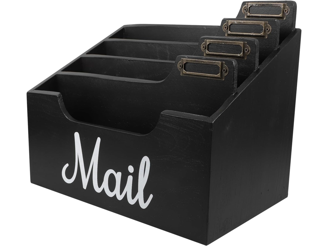 Organizador de correo compacto de madera, papelera para oficina. CHABERLU