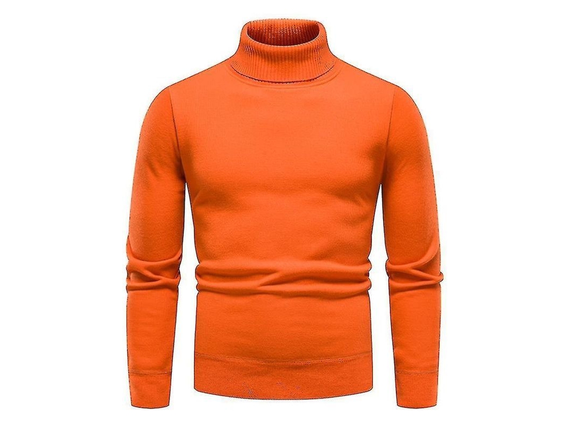 2026-jersey Básico De Cuello Alto Liso Para Hombre, Ajuste Slim, Tejido Grueso, Abrigo De Invierno, Pullover Xmb L Naranja