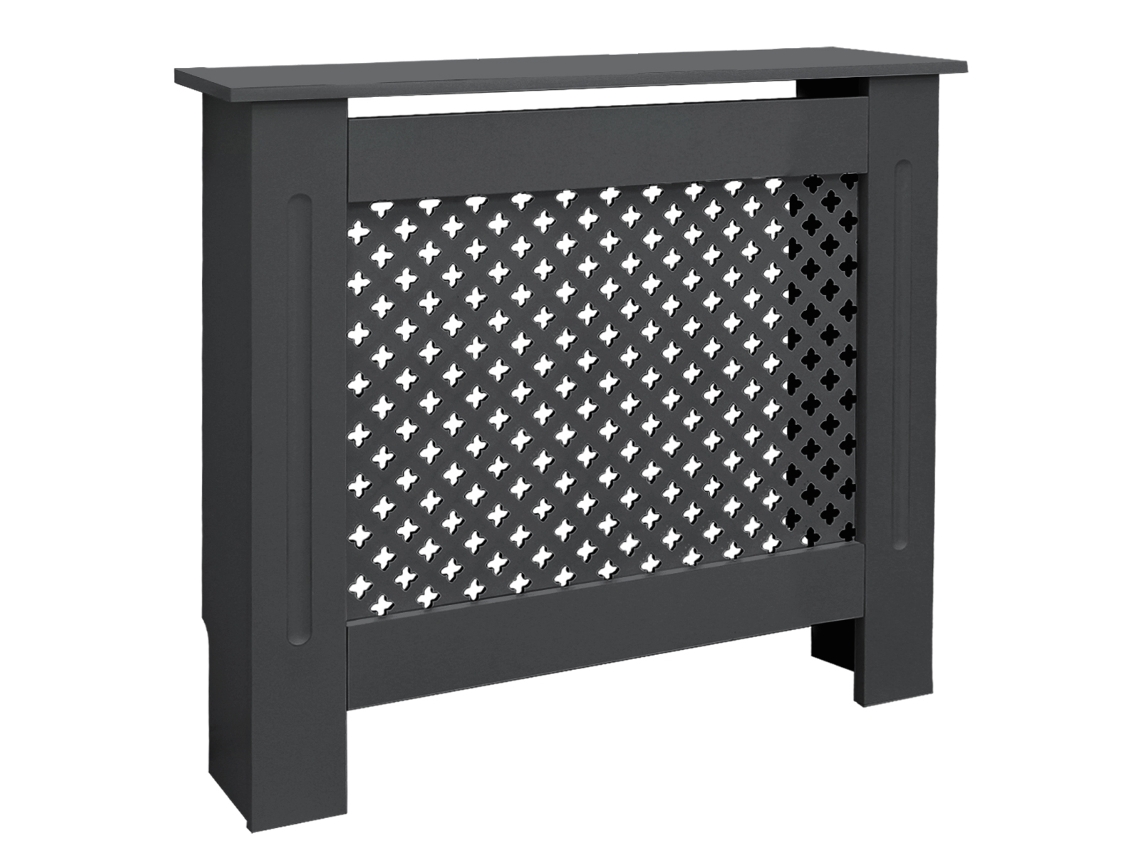 Cubierta para radiador ECD Germany 78x19x82 cm MDF lacado antracita diseño nido de abejas