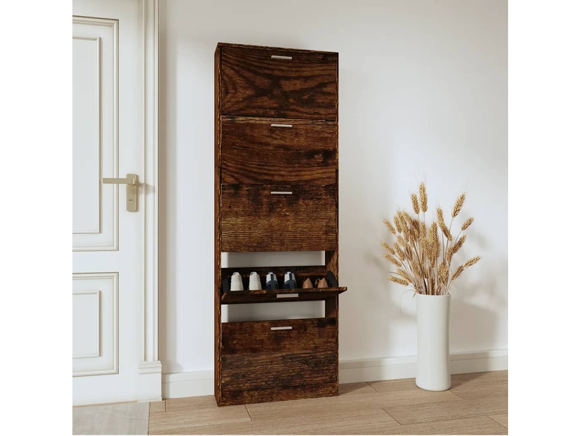 Zapatero Organizador 59X17X169 Cm Derivados de Madera Roble Ahumado