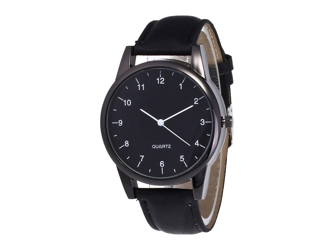 Reloj De Cuarzo Para Hombre Con Correa De Cuero, Estilo Sencillo Y Moderno (negro)