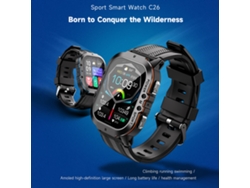 Pulseira Inteligente C26 Relógio Esportivo Tela Amoled 1.96'' Rastreador Fitness Monitor De Saúde Bt 1atm