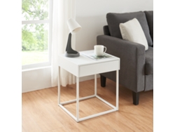 Mesa auxiliar Rautjärvi con cajón acero 50x43x41cm - Blanco mate [EN.CASA]