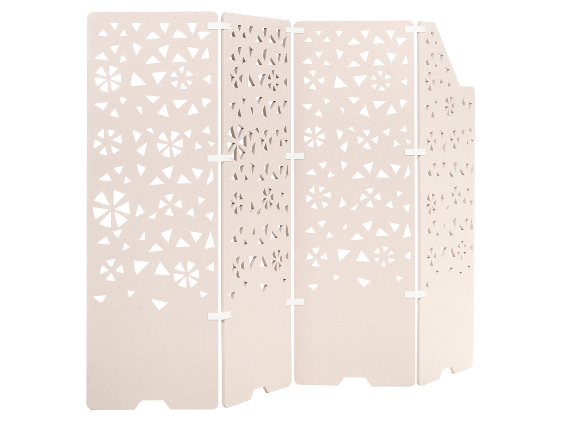 Biombo de 4 paneles Starry Light Cream 240 cm x 180 cm Beliani