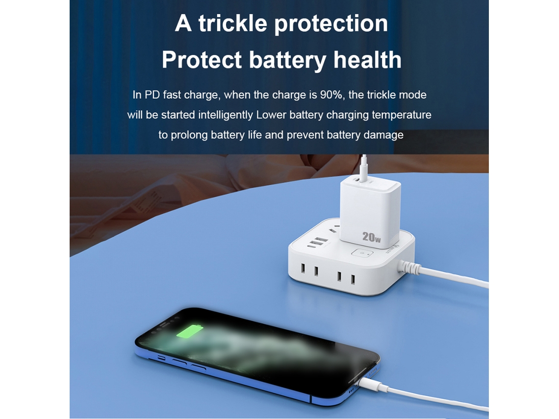 Carregador Rápido Pd20w Com Dois Portos, Carregamento Eficiente Para Ios E Android, Proteção De Segurança
