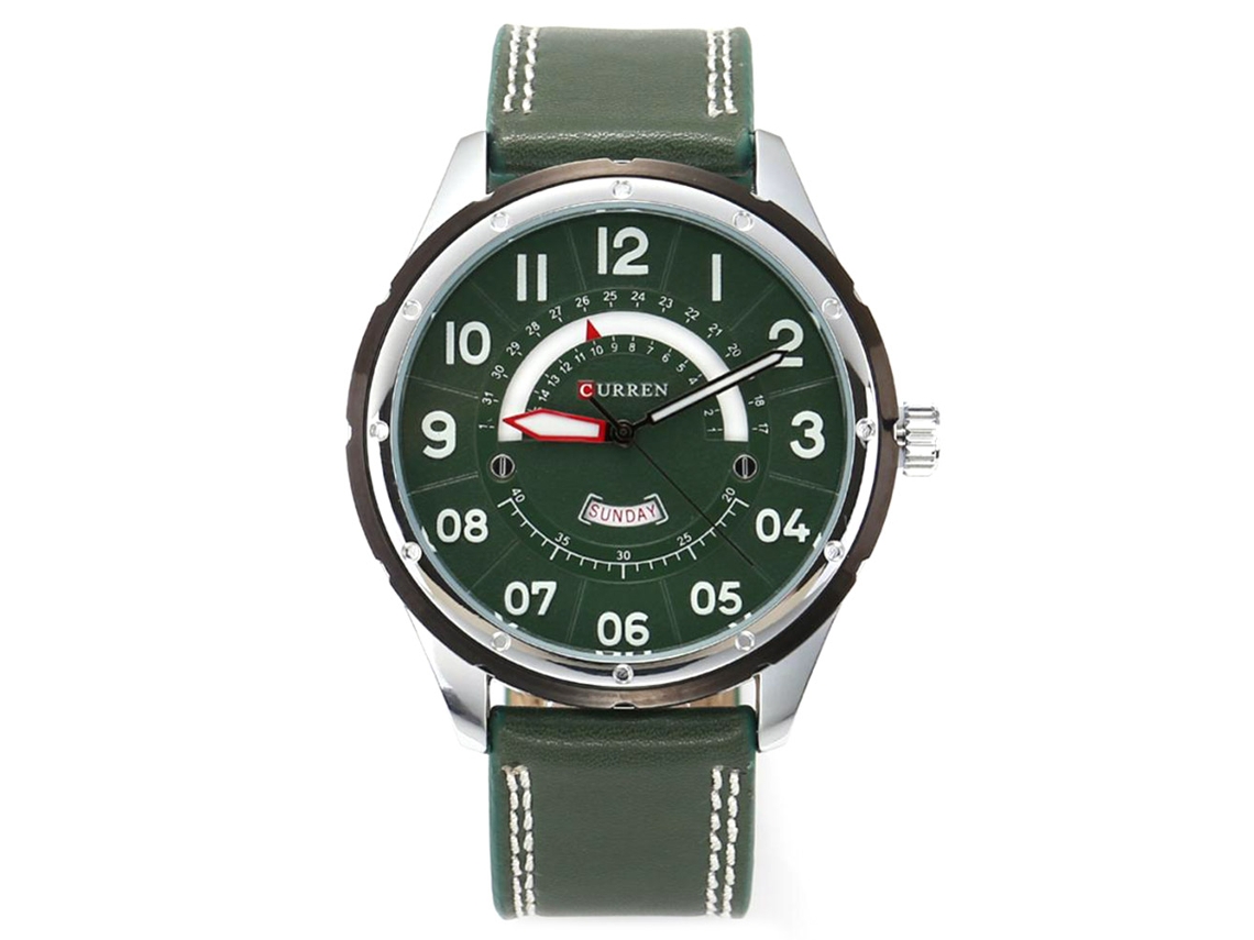 Reloj Hombre De Cuero Pu Quartz Impermeable Con Fecha Y Semana Moda Casual