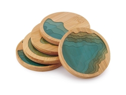 Protector De Mesa Con Diseño De Olas Marinas, Fabricado Con Epoxi Y Bambú - Juego De 5 Unidades