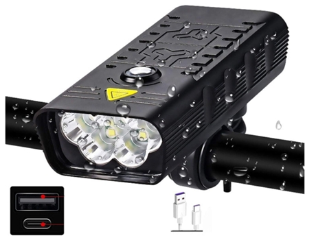 Luces de bicicleta 10000Mah Luz de bicicleta Usb recargable 3000 lúmenes Faro de bicicleta 5T6 Led Super brillante Faro-Negro ENZONS
