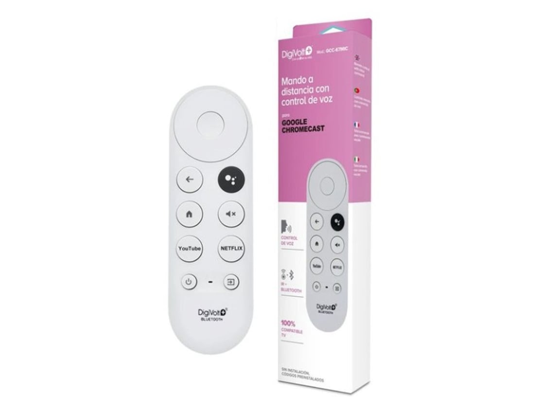 Control remoto con control de voz para televisión GOOGLE CHROMECAST, DIGIVOLT GCC-67MIC BLANCO