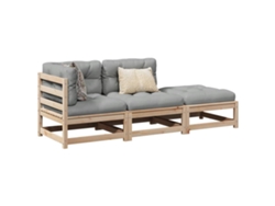Conjunto de sofá de jardín de 3 piezas con cojines en pino macizo, Dkd Home Decor