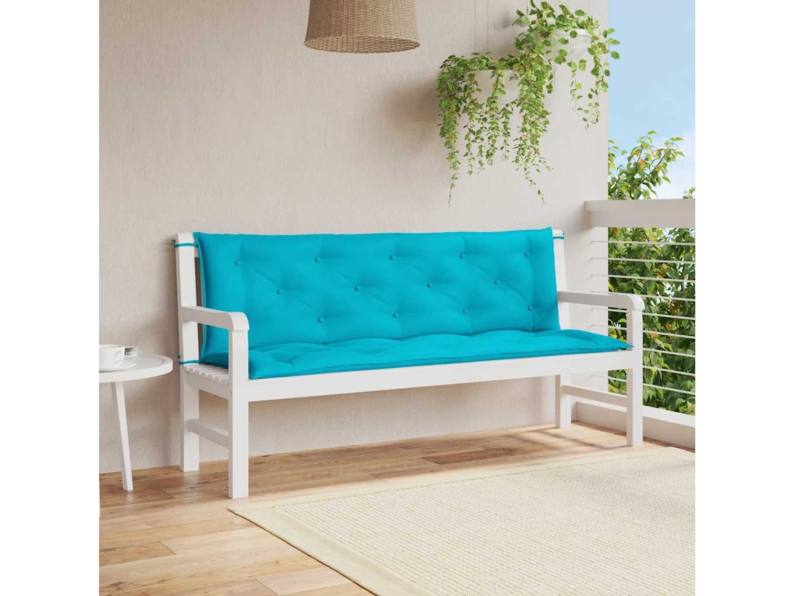 Cojines Para Banco De Jardín 2 Uds Tela Turquesa 150x50x7 Cm