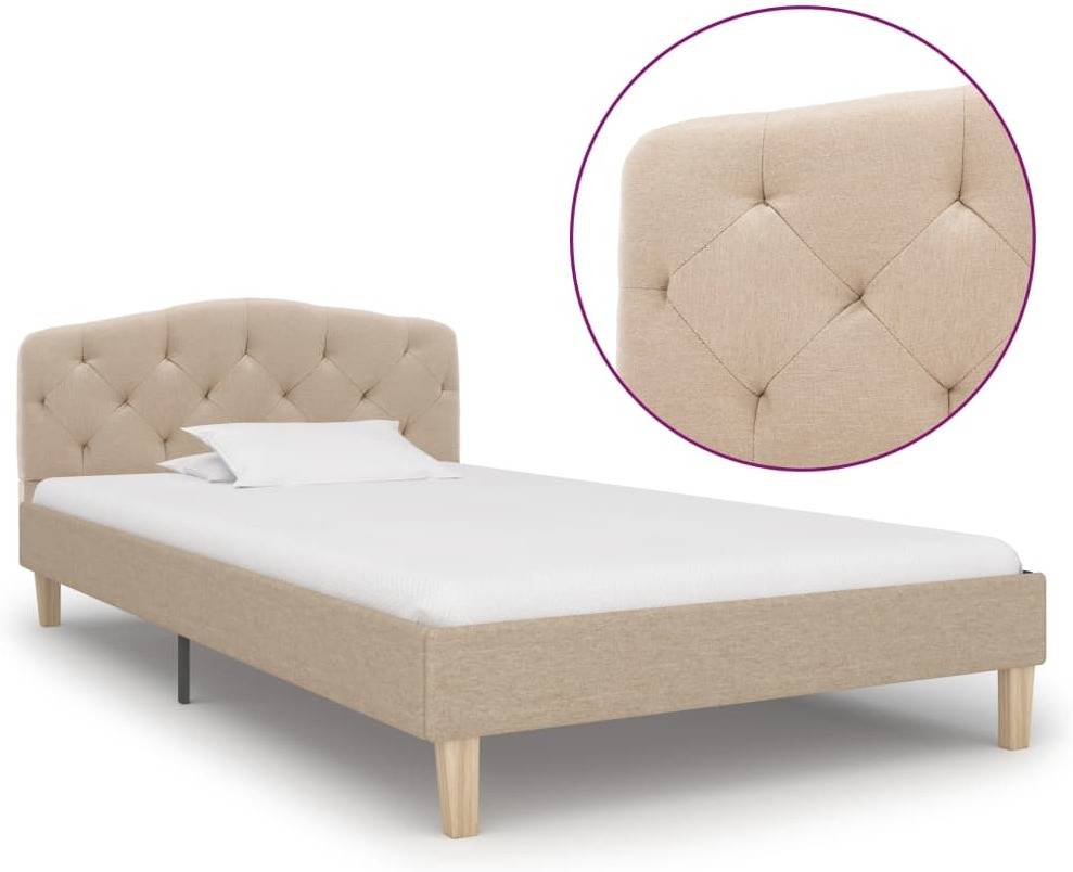 Cama Vidaxl 284930 tejido beige compatible con 90x200 cm estructura tela somier mobiliario decoración hogar casa moderna robusta y duradera 90x200cm