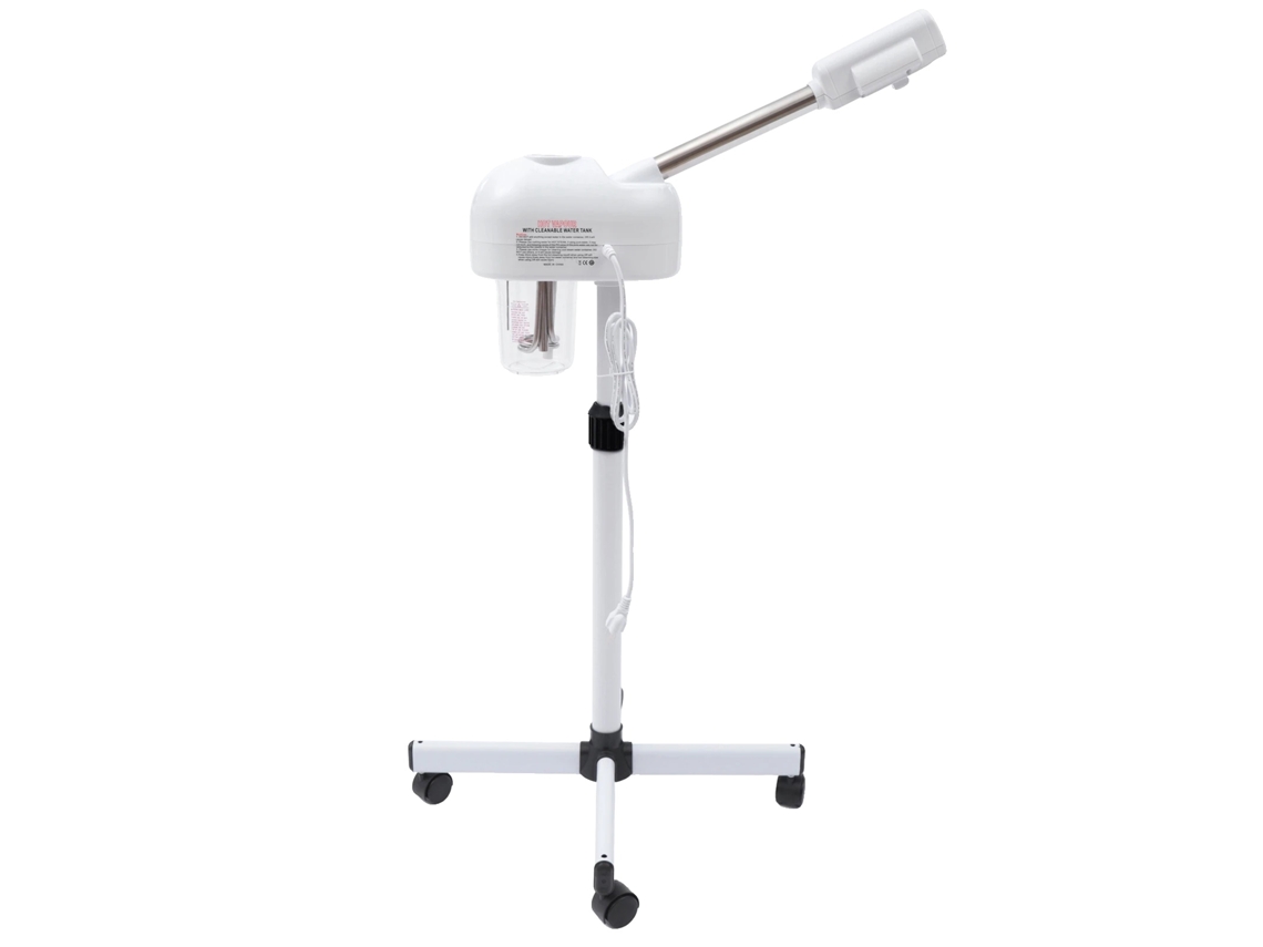 Vaporizador facial, altura ajustable, control de tiempo eficiente, blanco.
