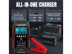 Cargador de batería automático inteligente Konnwei de 12 V, 10 A y 24 V, 5 A, herramienta de reparación de refuerzo, 100-240 V/50-60 Hz