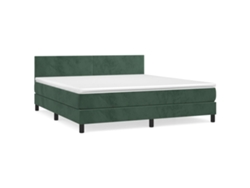 Maison Exclusive - Cama Box Spring Con Colchón Terciopelo Verde Oscuro 180x200 Cm