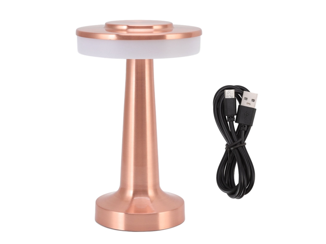 Rebe-lámpara De Mesa Led Portátil Retro Con Control Táctil 3 Niveles De Temperatura De Color Recargable Luz Nocturna Para Hotel Cobre