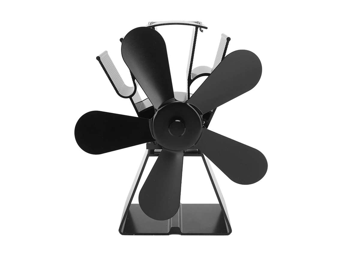 Ventilador De Chimenea Con 5 Aspas Y Base Trapezoidal Para Estufas De Leña/queroseno - Negro