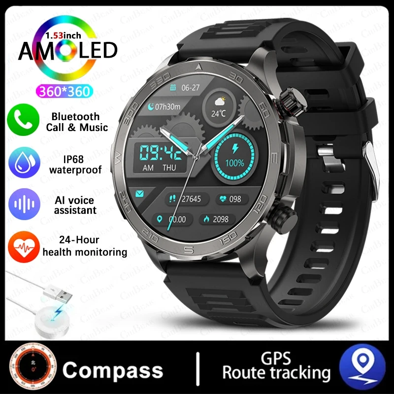 Reloj Inteligente (silicona Negra), Con Seguimiento Gps, Nfc Y Función De Llamadas Bluetooth.
