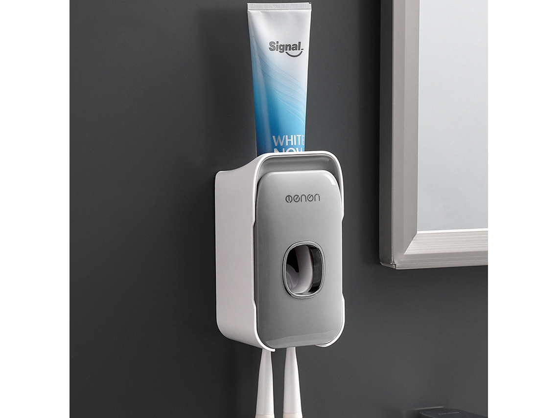 (gris) Juego De Almacenamiento Automático De Cepillo De Dientes Y Pasta De Dientes Con Montaje En Pared Con Ventosa Y Diseño A Prueba De Polvo.