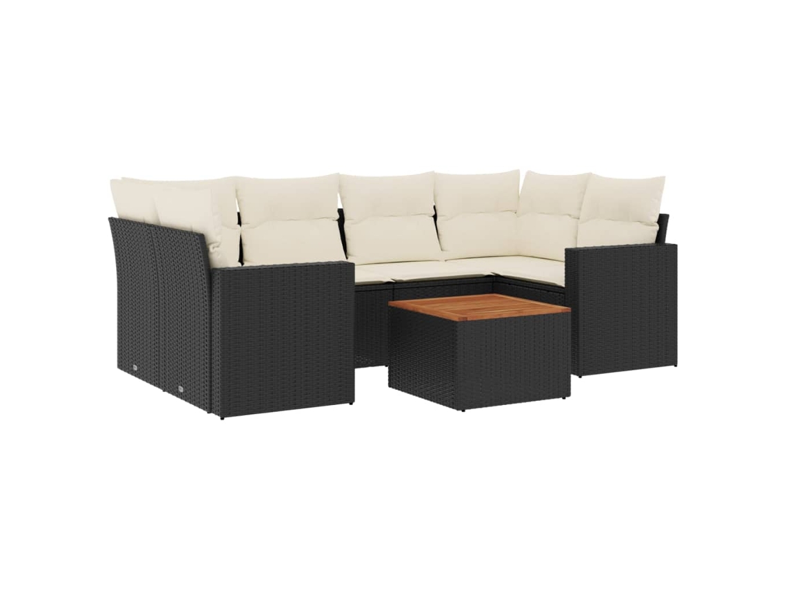 Maison Exclusive - Set De Comedor De Jardín 7 Pzas Y Cojines Ratán Sintético Negro