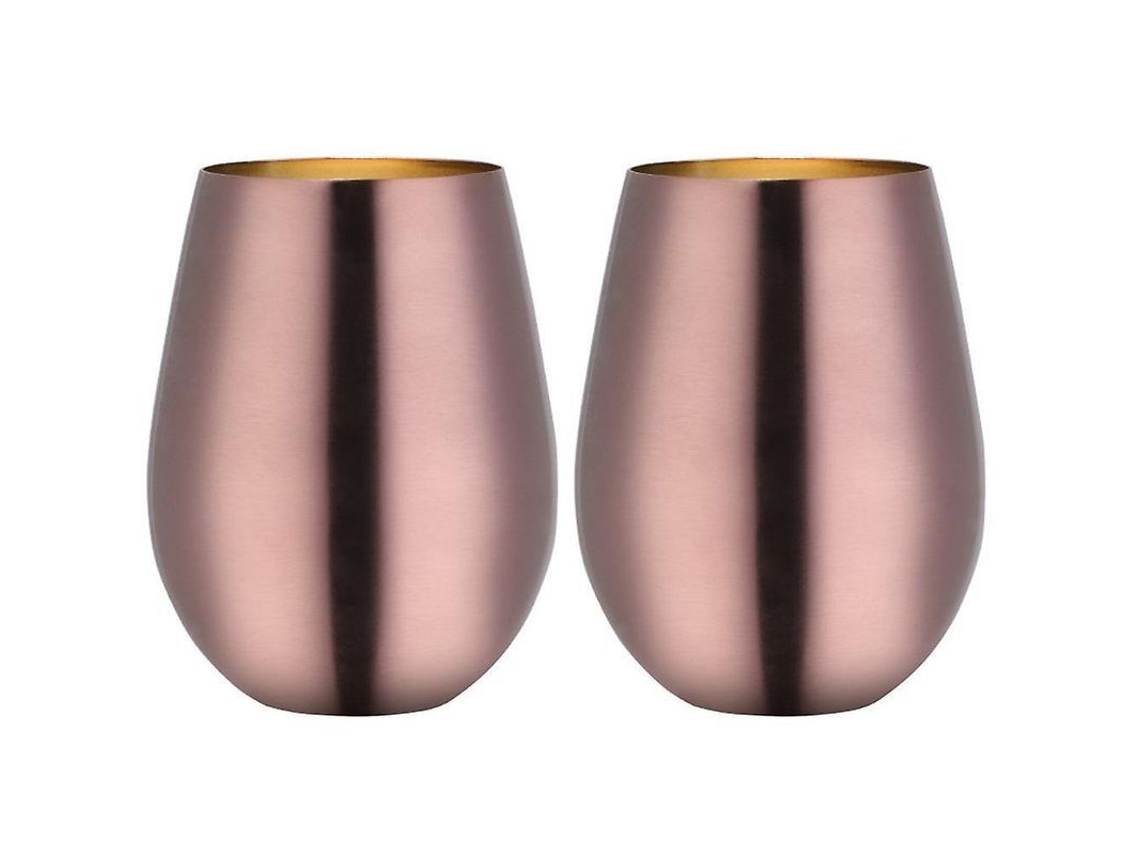 2026-16264-vasos De Vino Sin Tallo De Acero Inoxidable, Taza Portátil Al Aire Libre, Set De 2 Vasos Metálicos Oro Rosa