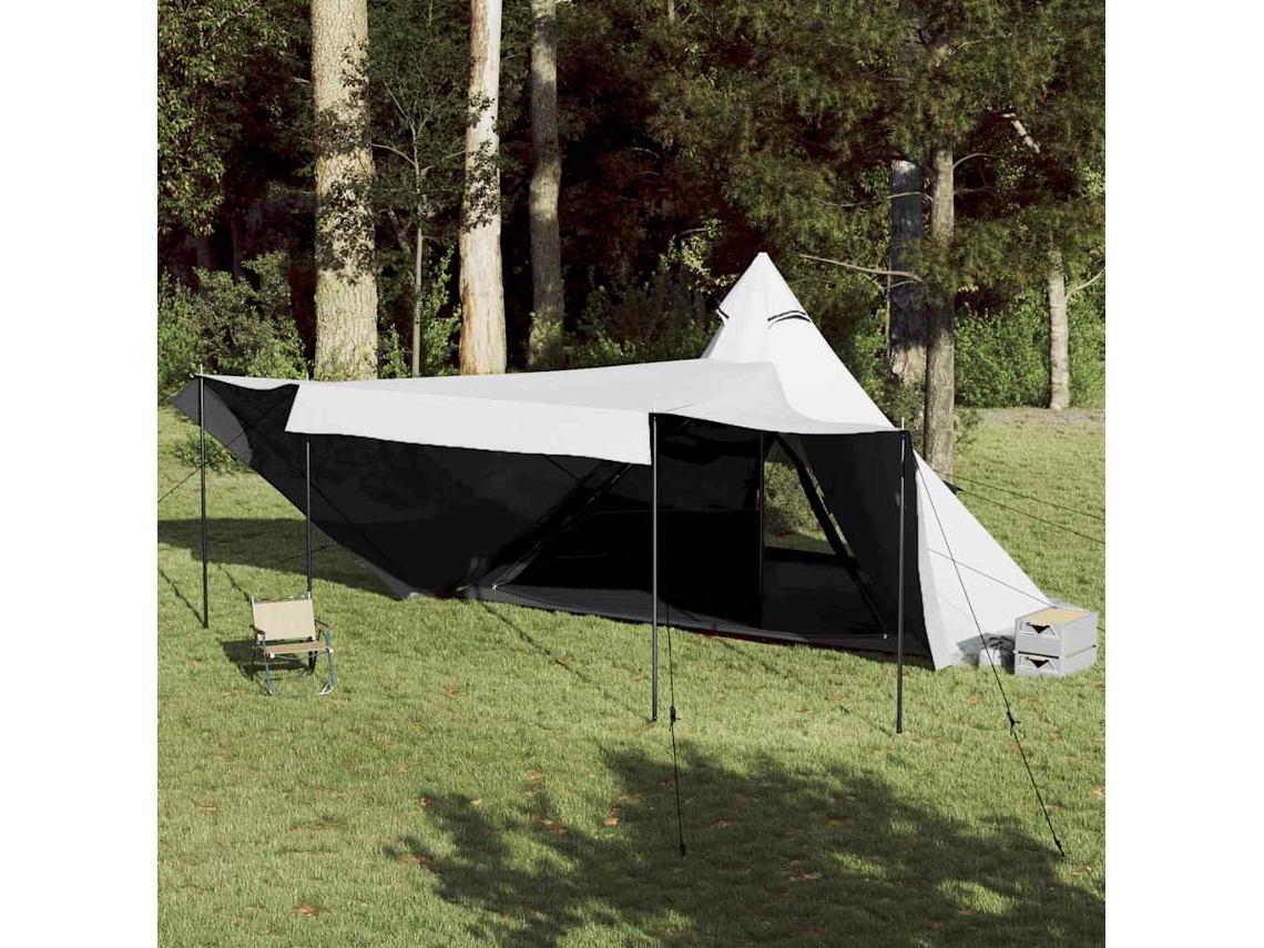Tienda tipi familiar para 8 personas, opaca, impermeable, blanca.