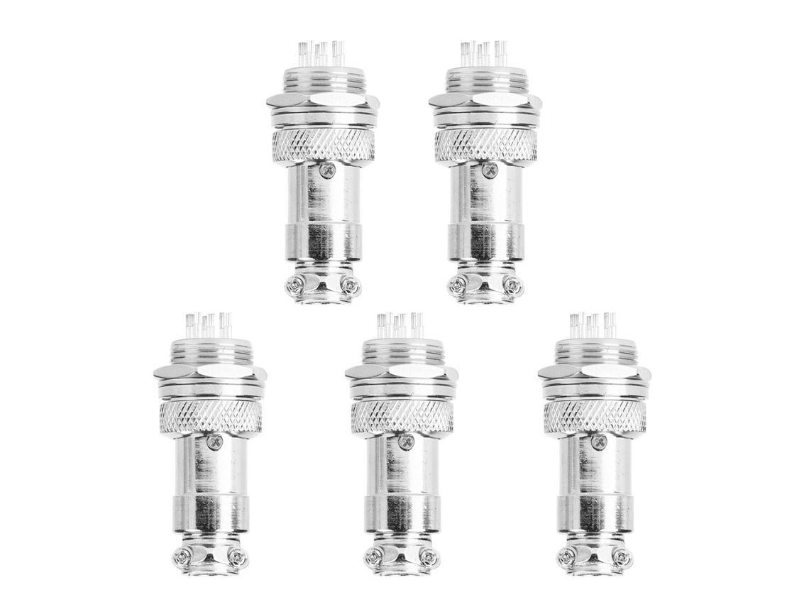 Conjunto De 5 Enchufes Aviónicos De Panel Metálico Gx16 Hembra/macho 6 Pines Con Socket