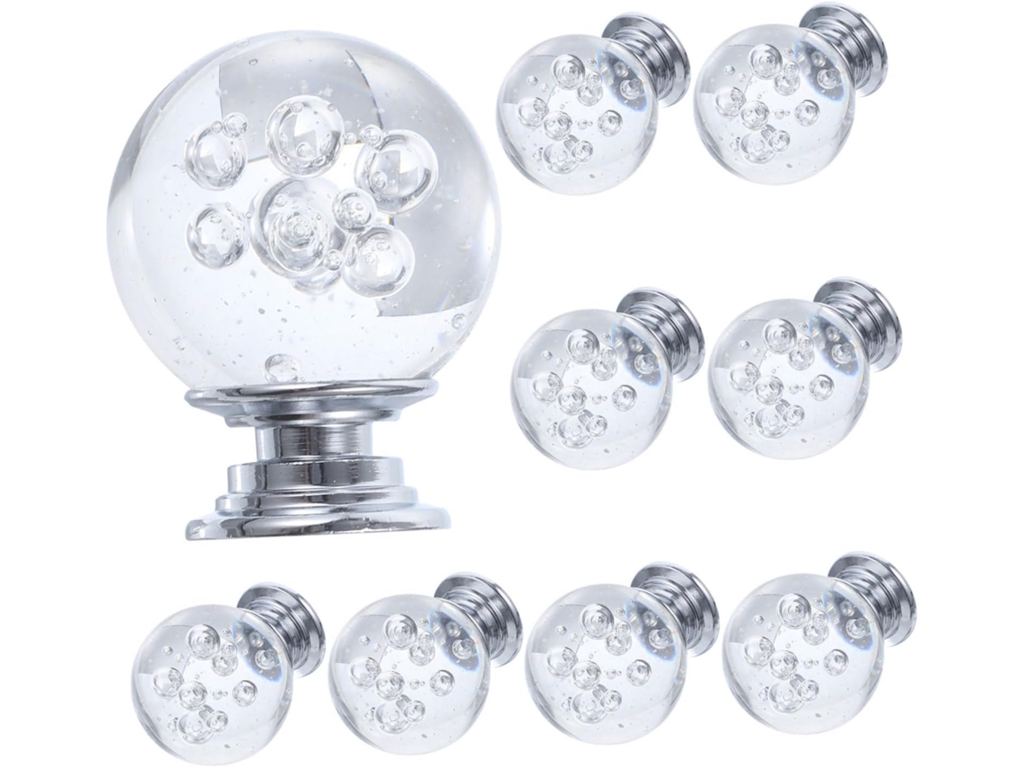 Juego De 10 Pomos Decorativos De Cristal Para Puertas De Armarios, Cajones Y Cómodas.