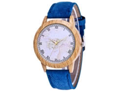 Reloj De Cuarzo Para Parejas Con Mapa Del Mundo En Aleación Y Correa Con Pantalla Azul.