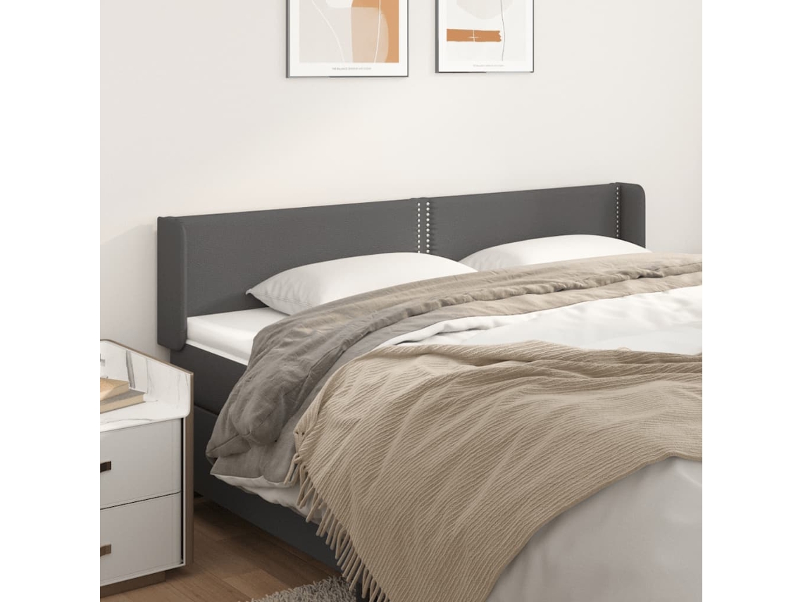 Cabecero De Cuero Sintético Gris 183x16x78/88 Cm