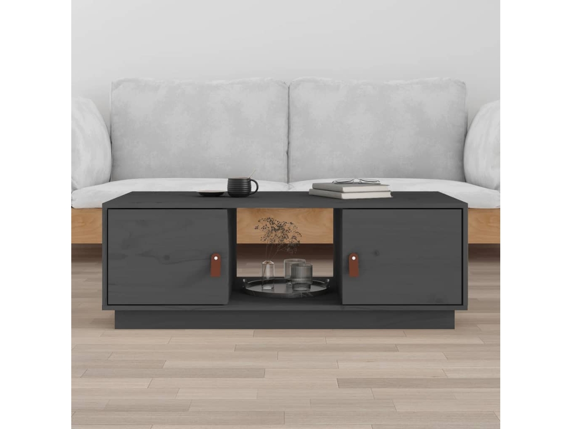 Mesa de Centro Apoyo 100X50X35 cm Pino Macizo Gris