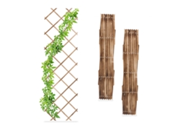 Relaxdays 3 Soportes Trepadoras Rejas De Madera Quemada, Guías Plantas Enredaderas Plegables, 180x60 Cm, Jardín, Marrón