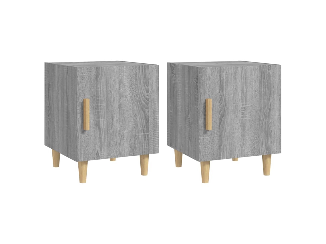 Mesa de Cabeceira LOVELY HOME Mesinha 2 Pcs Derivados de Madeira Cinzento Sonoma