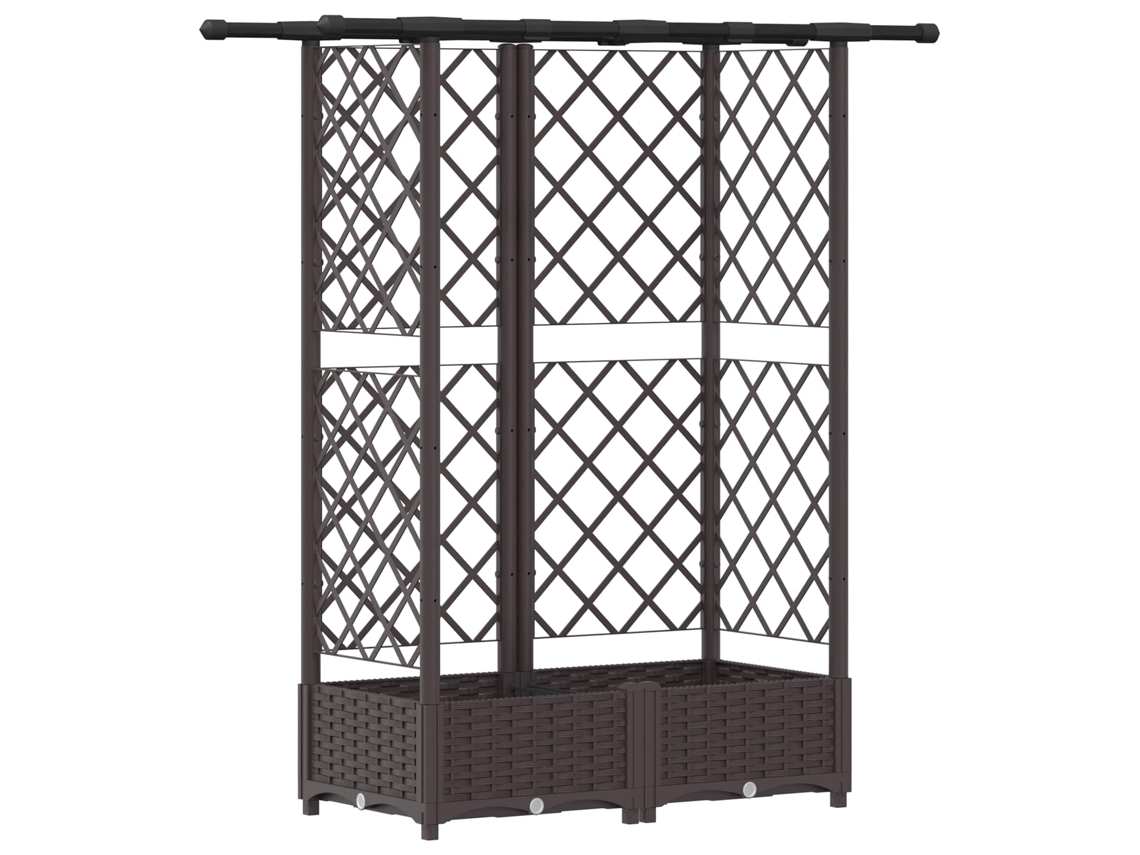 Vidaxl Cama Elevada Con Trellis Y Techo Marrón 124 X 40 X 123 Cm Pp