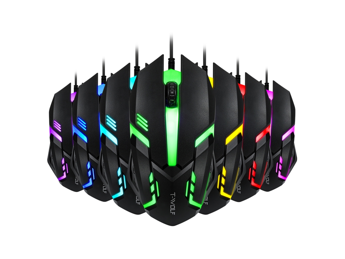 Teclado y ratón para juegos (iluminación LED de colores, conexión USB)