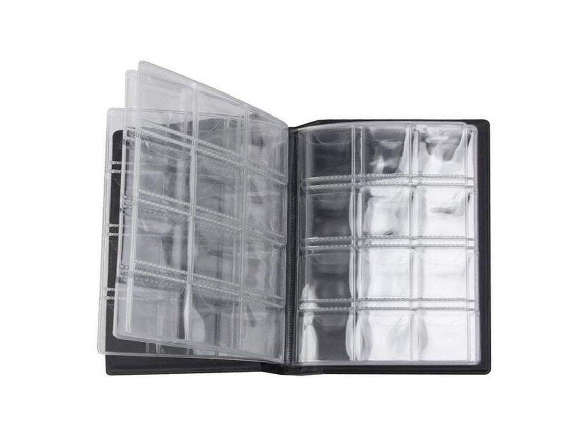 Cuaderno Para Coleccionar Monedas Con 120 Bolsillos, Tapa Negra, Material De Pvc Transparente, Almacenamiento Seguro.