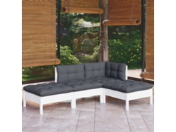 Conjunto de salón de jardín de 4 piezas con cojines de pino macizo DKD Home Decor
