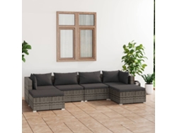 Conjunto de jardín de 6 piezas con cojines de mimbre gris de DKD Home Decor