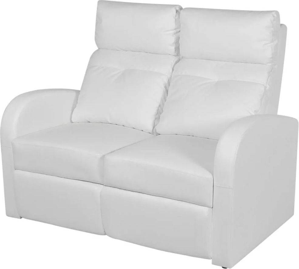 Vidaxl Blanco Reclinable tapizado cuero artificial 2 plazas cinema casa con