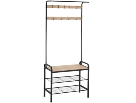 Perchero con Banco para Guardar Zapatos TECTAKE (Marrón - Acero - 73.5 x 36 x 184 cm)
