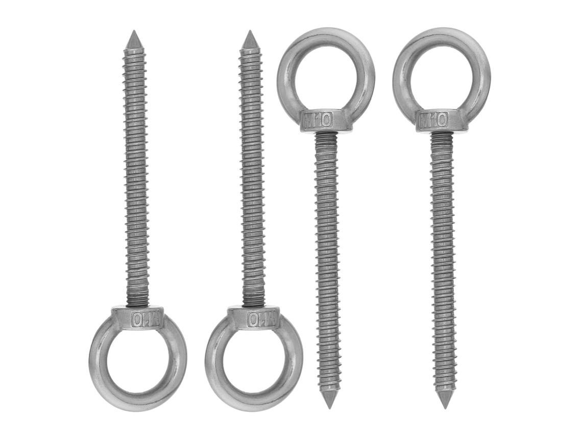 Juego De 4 Pernos De Ojo Autorroscantes M10x100 De Acero Inoxidable 304, Ganchos Metálicos De Alta Resistencia.