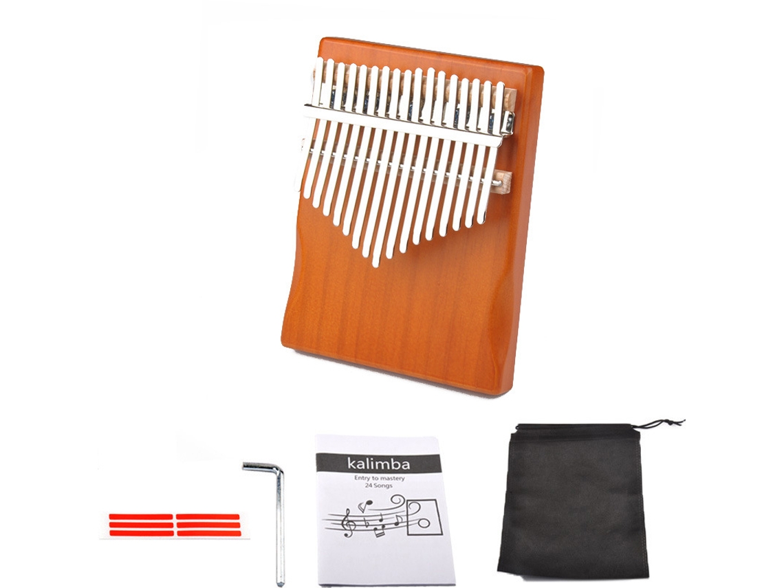 Piano de pulgar Kalimba Siurn de 17 teclas con herramientas de afinación y una guía de aprendizaje amarilla