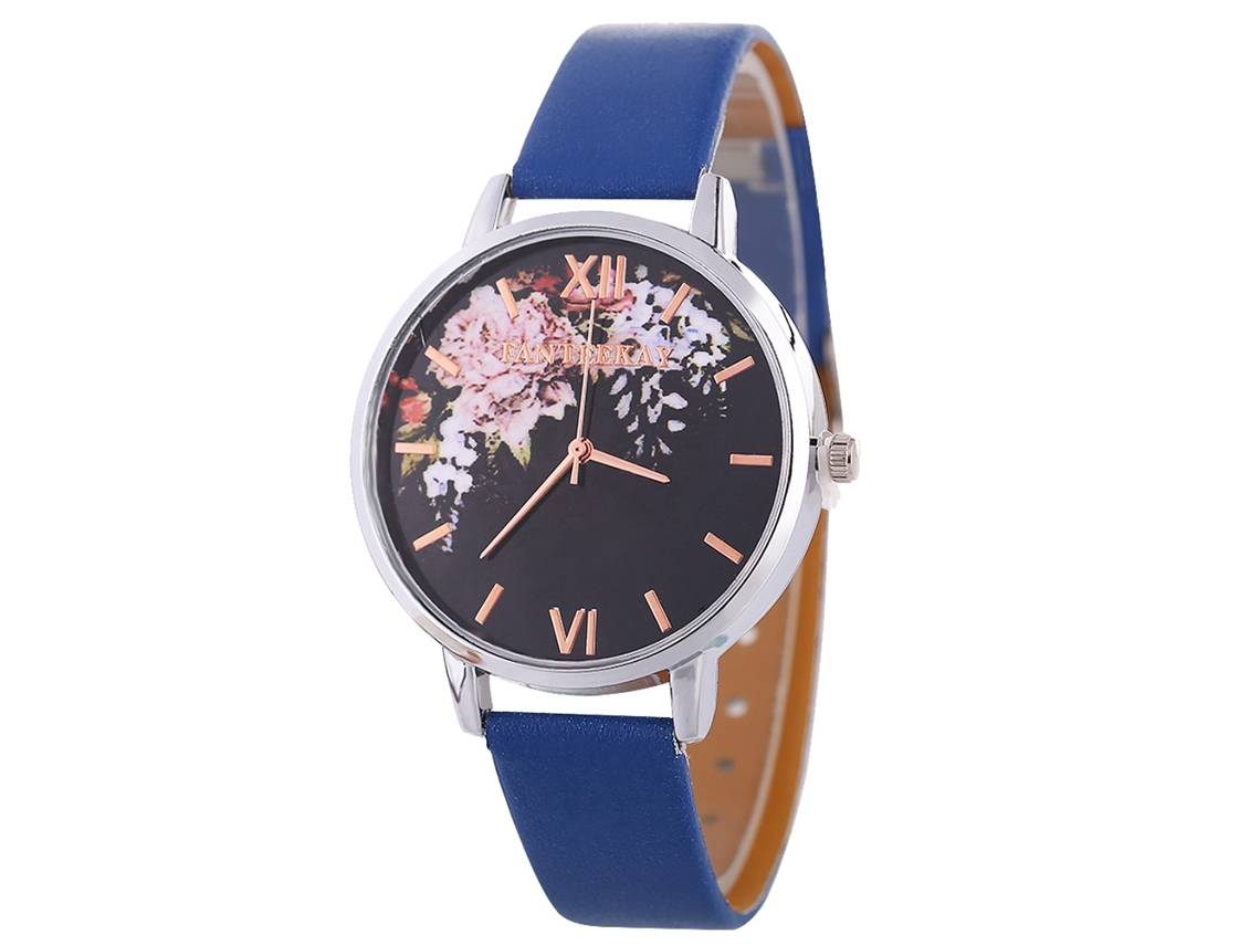 Reloj De Pulsera Informal De Estilo Coreano Para Mujer Con Correa De Cuero Azul Zlf0532-c