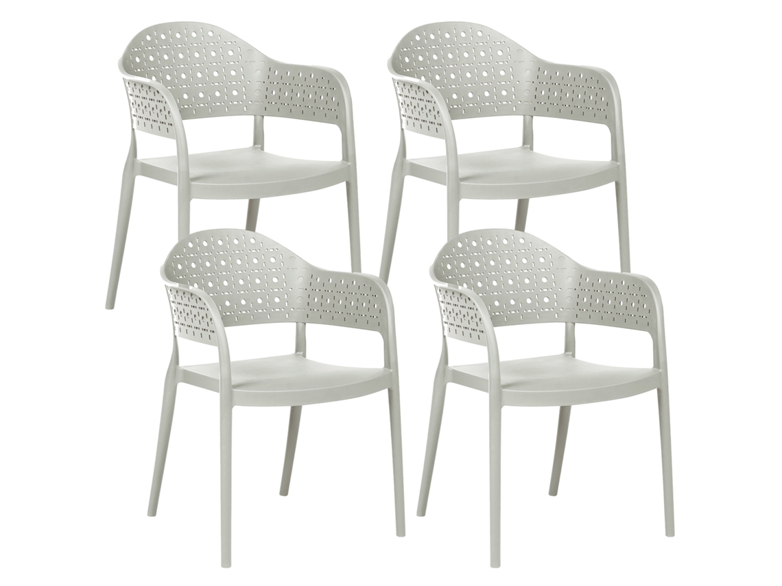 Quatro Cadeiras Empilháveis Para Interior E Exterior Beliani Narino De Polipropileno Verde 55x50x78