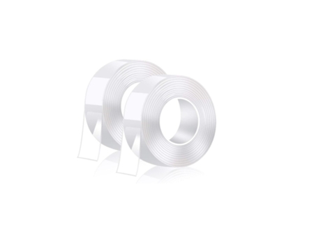 Paquete de 2 Nano Tape Adhesivo de doble cara que no deja marcas 3m Transparente 300 x 3 x 0.2 cm